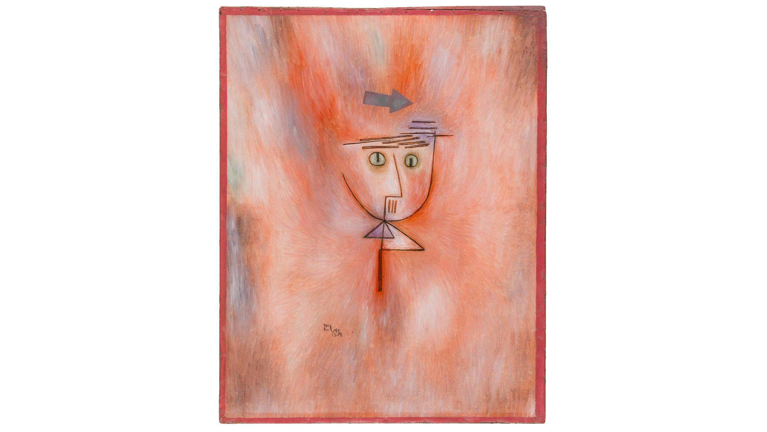 A painting by Paul Klee, titled Fast getroffen (Nearly Hit), dated 1928